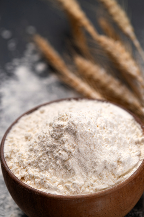 A bowl of flour and grain